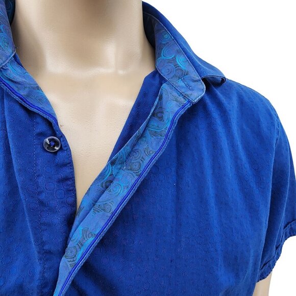 Robert Graham Blue Short Sleeve Button-Up Shirt, Men's Medium - Picture 4 of 11